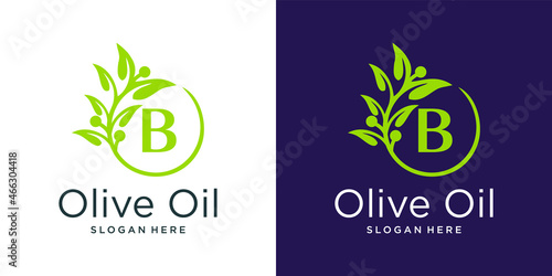 Letter b olive oil logo design template