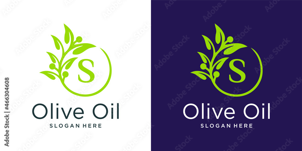 Letter s olive oil logo design template