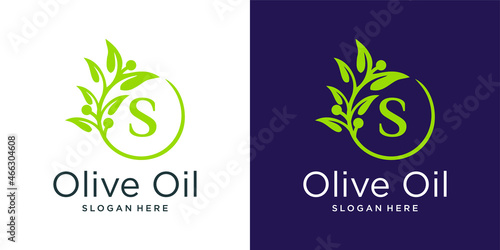 Letter s olive oil logo design template
