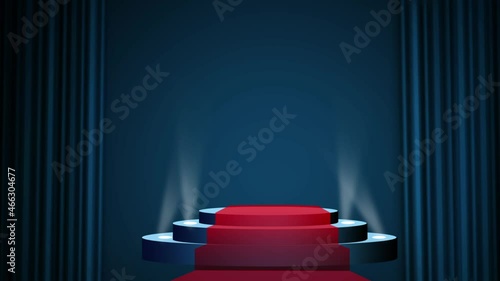 The concert stage theater with flood lights and abstract empty floor showcase spotlights on stage background.
