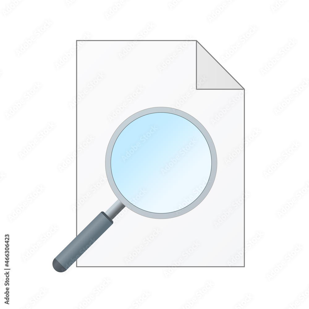 File computer document with search magnifier icon isolated on white background File computer document with search magnifier icon isolated on white background