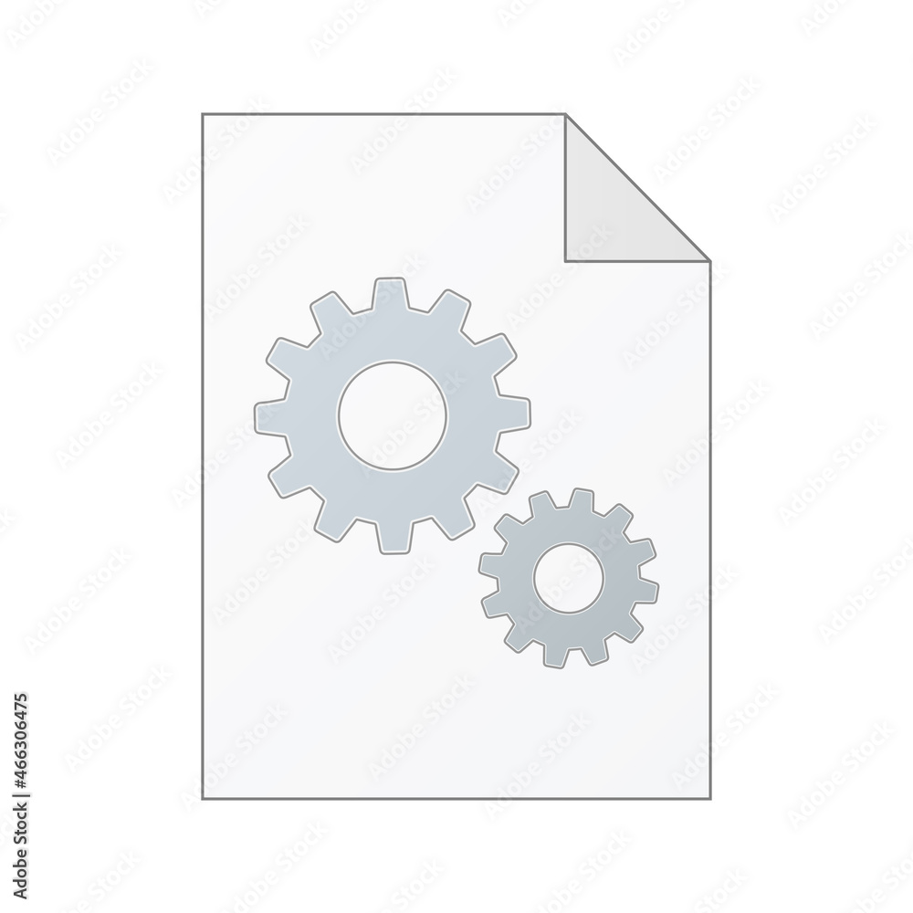 File computer document icon with gears isolated on white background