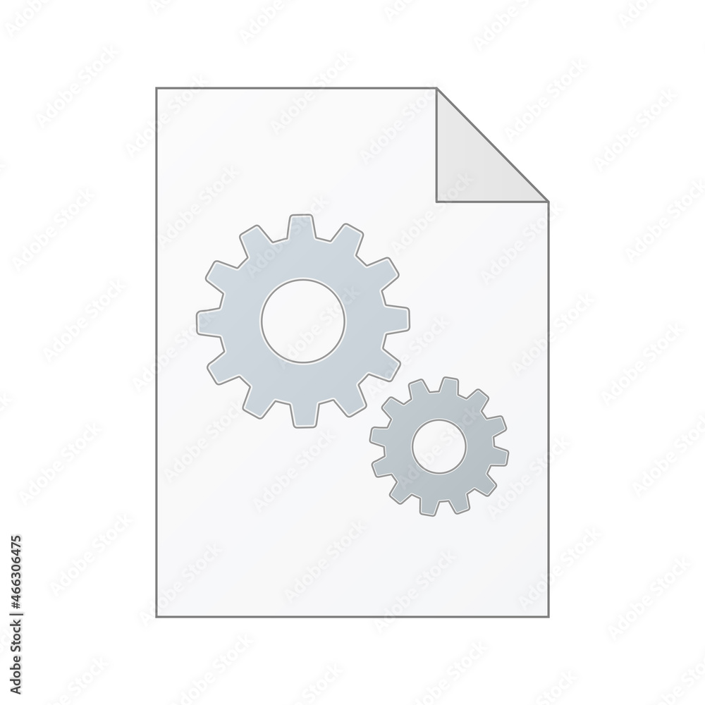 File computer document icon with gears isolated on white background File computer document icon with gears isolated on white background