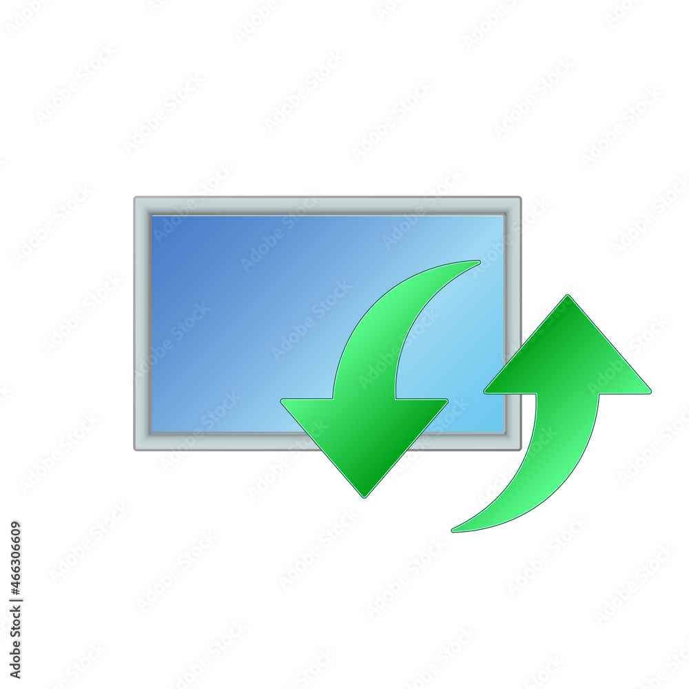Monitor icon with download upload icon for personal computer Monitor icon with download upload icon for personal computer