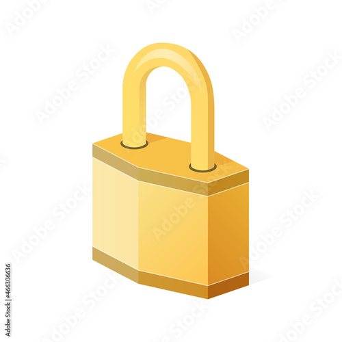 Volumetric lock icon or password icon isolated on white background
