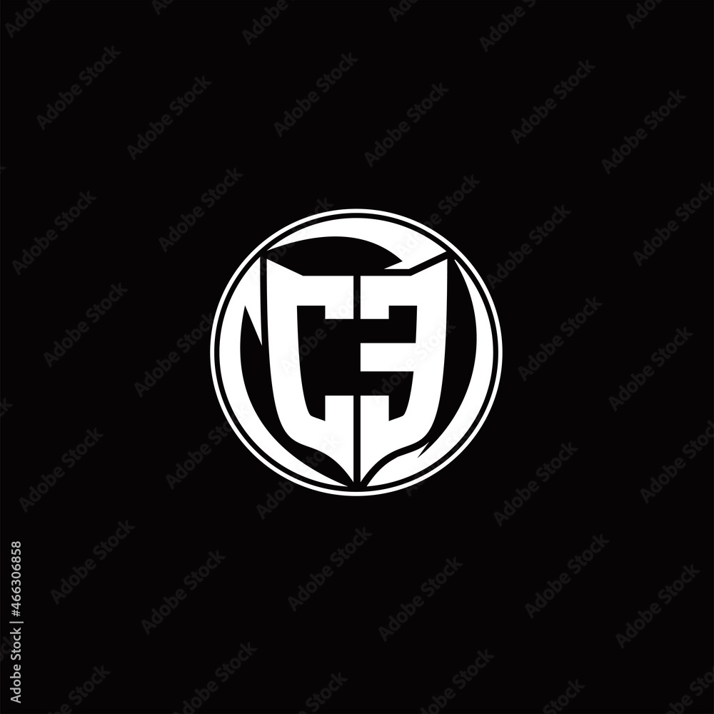 Obraz premium CE Logo monogram shield shape with three point sharp rounded design template