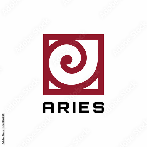 Goat Ram Sheep Horn Square Aries Logo Design Vector