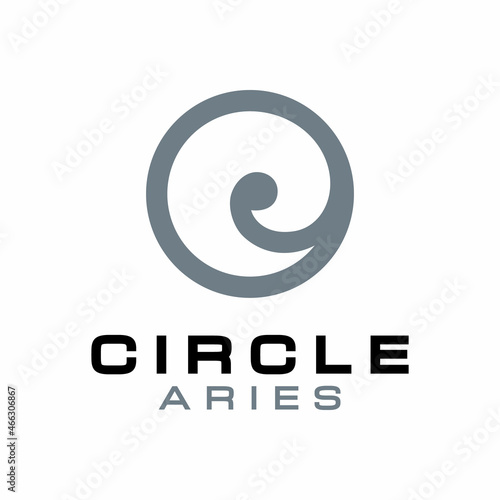 Goat Ram Sheep Horn Circle Aries Logo Design Vector