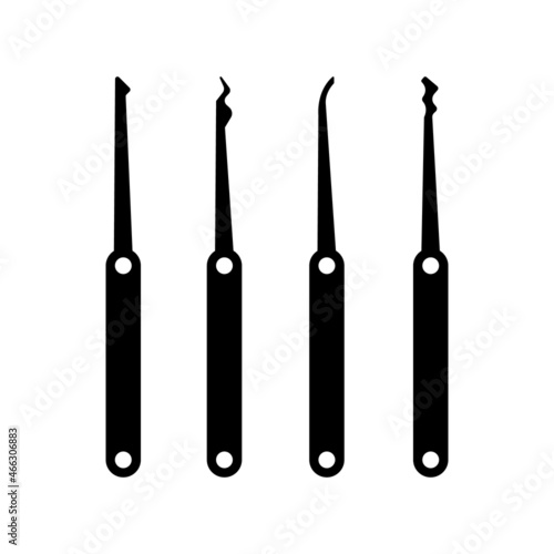 set of lockpicks for lock picking icon vector for websites