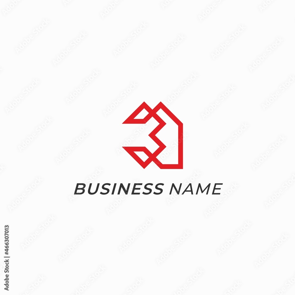 design logo creative home and number three design logo creative home and number three