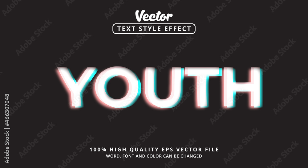 Editable text effects Youth text with modern color style and motion text Editable text effects Youth text with modern color style and motion text