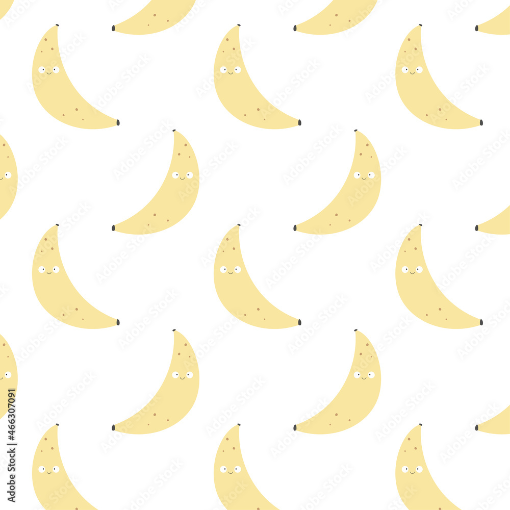 Funny bananas background. Colorful wallpaper vector. Seamless pattern with fruits collection. Decorative illustration, good for printing
