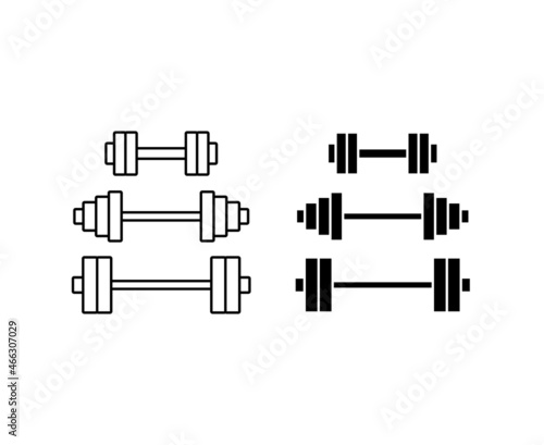 set of dumbell weight training equipment vector icon