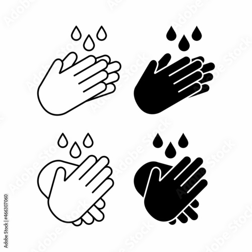 washing hand with soap to prevent virus and bacteria solid and line art style vector icon