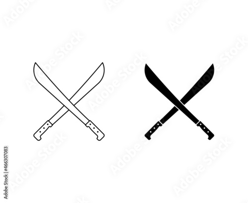 crossed machete blade weapon icon vector for websites