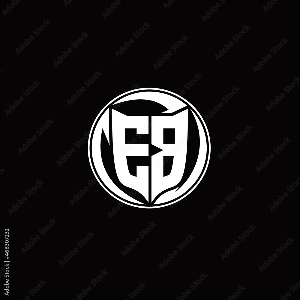 EB Logo monogram shield shape with three point sharp rounded design template EB Logo monogram shield shape with three point sharp rounded design template