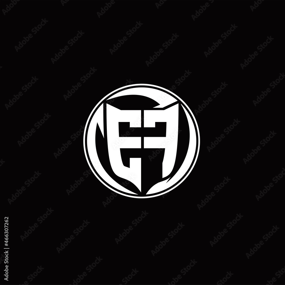 EF Logo monogram shield shape with three point sharp rounded design template EF Logo monogram shield shape with three point sharp rounded design template