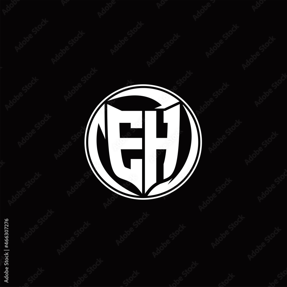 EH Logo monogram shield shape with three point sharp rounded design template EH Logo monogram shield shape with three point sharp rounded design template