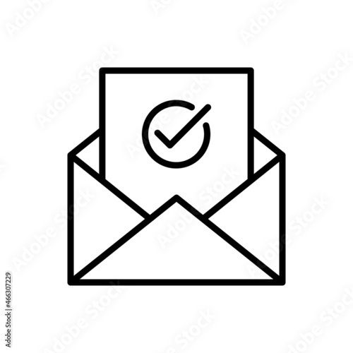 absentee ballot with envelope line art vector icon