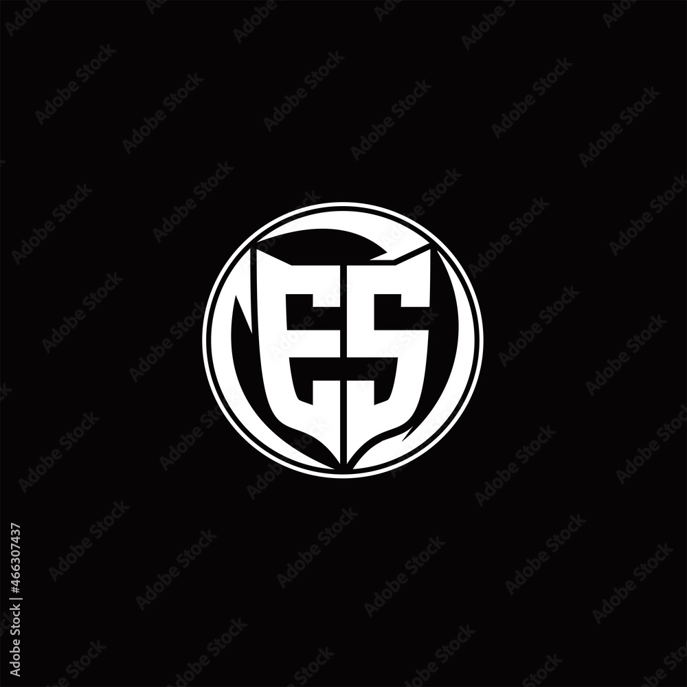 ES Logo monogram shield shape with three point sharp rounded design template ES Logo monogram shield shape with three point sharp rounded design template