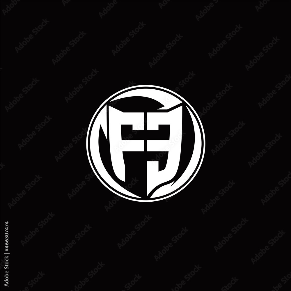 Fototapeta premium FE Logo monogram shield shape with three point sharp rounded design template
