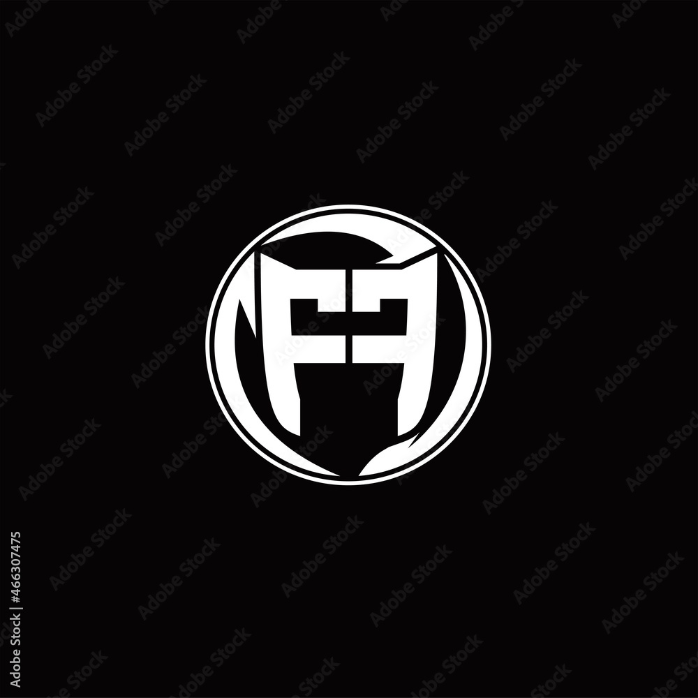 Obraz premium FF Logo monogram shield shape with three point sharp rounded design template
