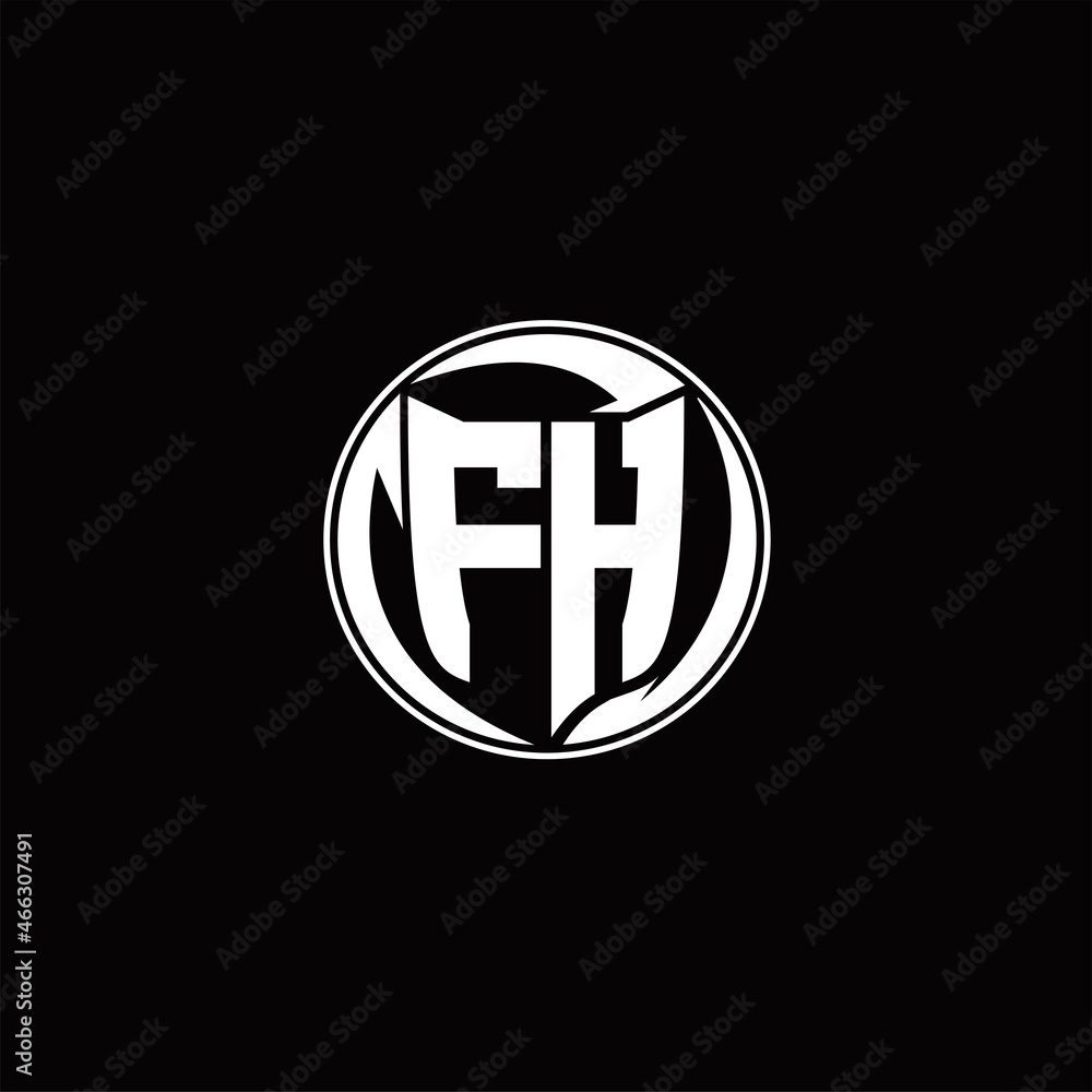 FH Logo monogram shield shape with three point sharp rounded design template FH Logo monogram shield shape with three point sharp rounded design template