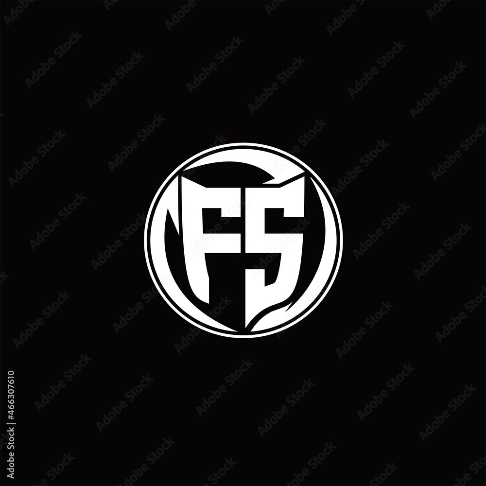 FS Logo monogram shield shape with three point sharp rounded design template FS Logo monogram shield shape with three point sharp rounded design template