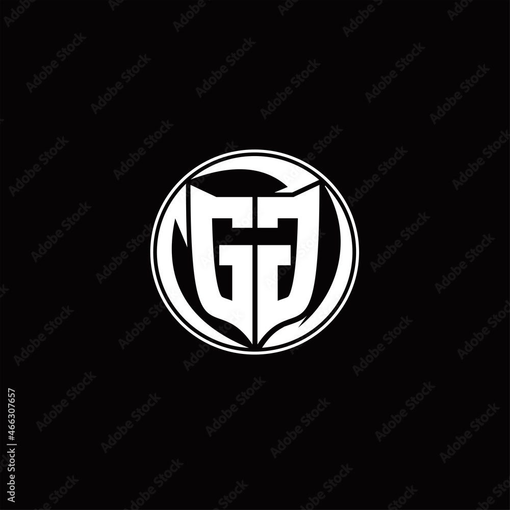 Obraz premium GG Logo monogram shield shape with three point sharp rounded design template