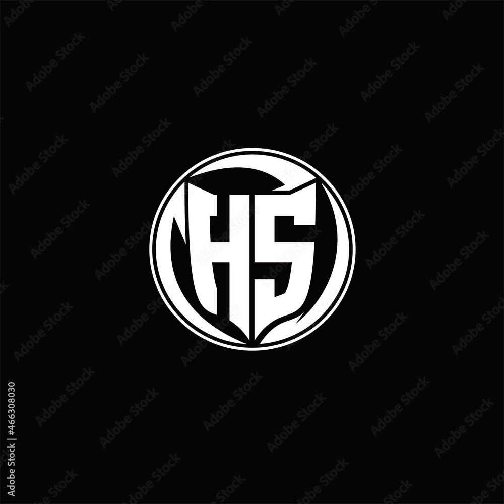 HS Logo monogram shield shape with three point sharp rounded design template HS Logo monogram shield shape with three point sharp rounded design template