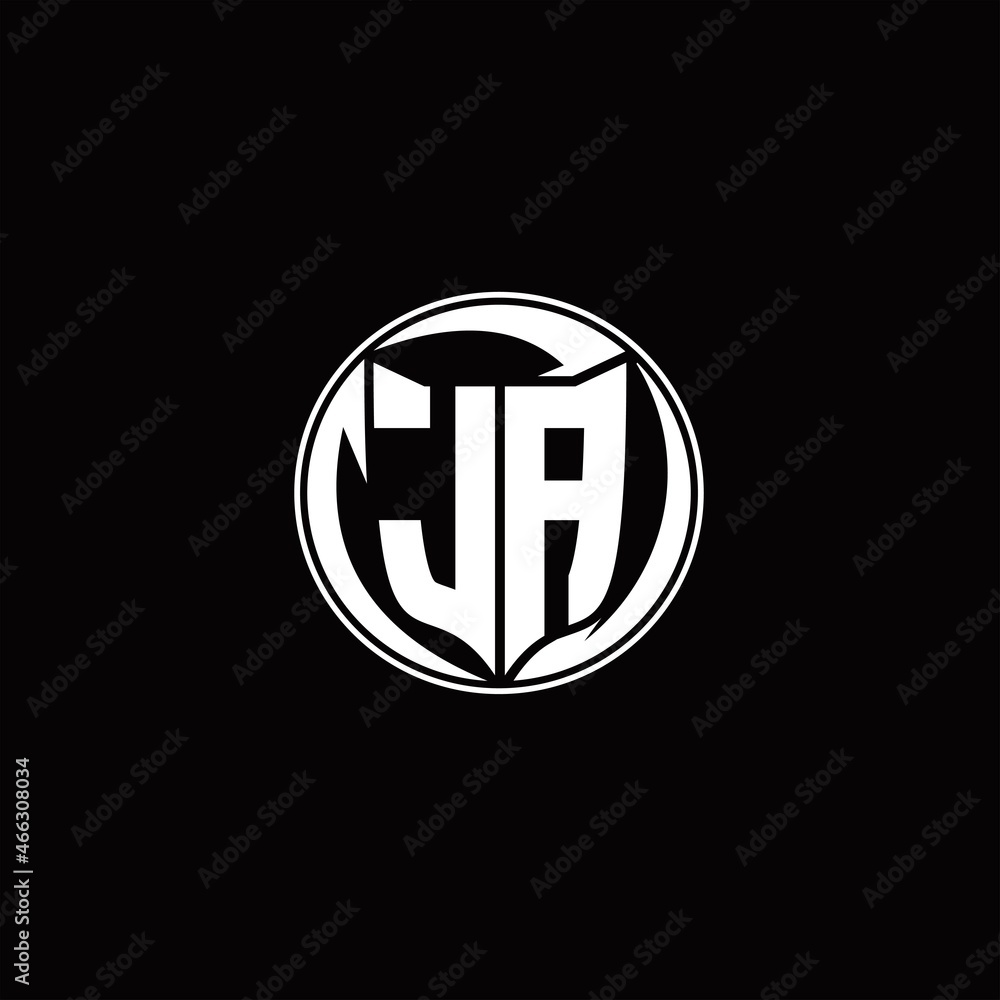 JA Logo monogram shield shape with three point sharp rounded design template JA Logo monogram shield shape with three point sharp rounded design template