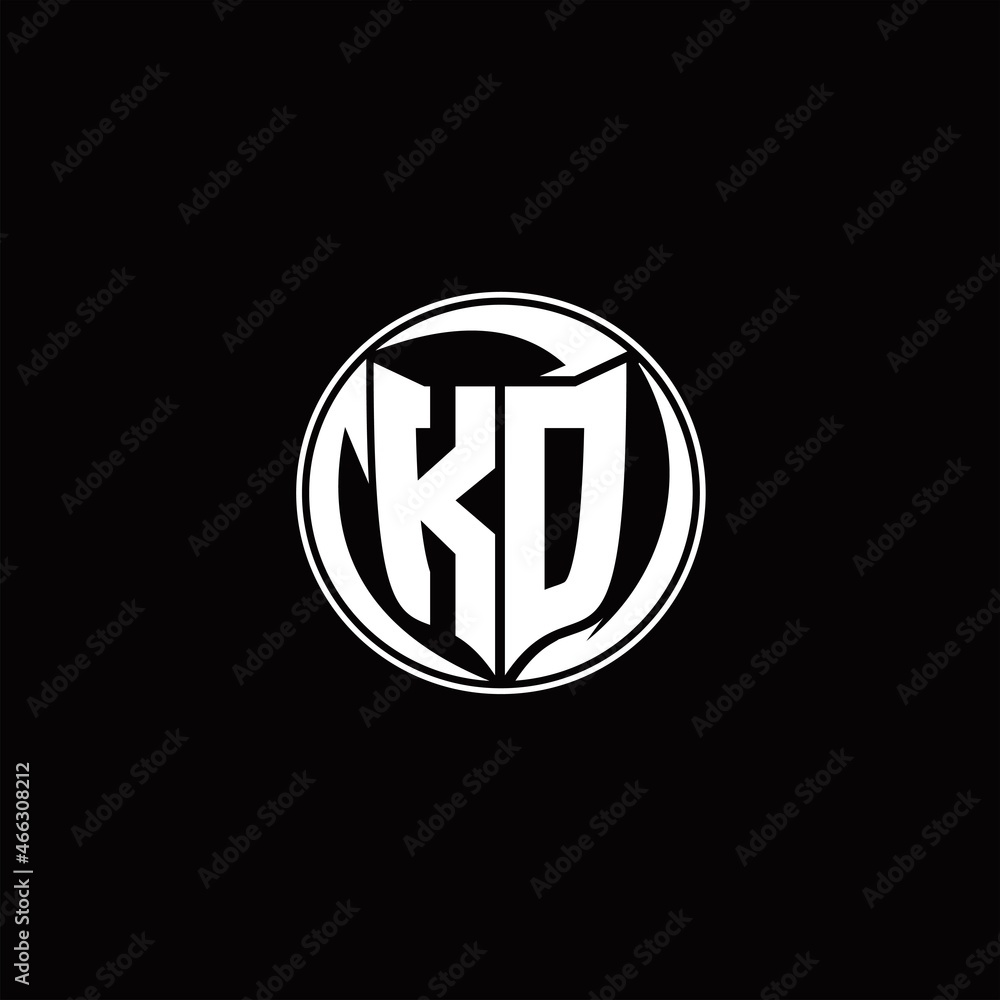 KD Logo monogram shield shape with three point sharp rounded design template KD Logo monogram shield shape with three point sharp rounded design template