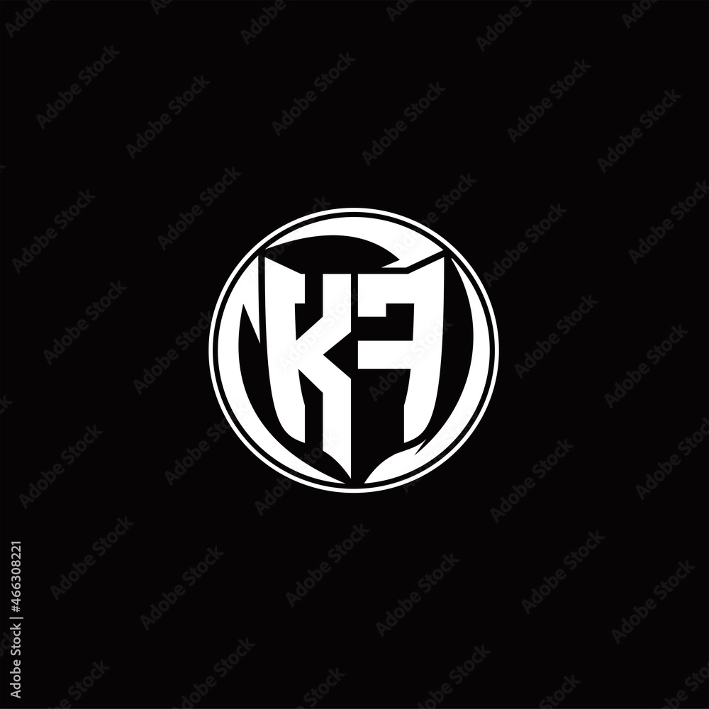 KF Logo monogram shield shape with three point sharp rounded design template KF Logo monogram shield shape with three point sharp rounded design template