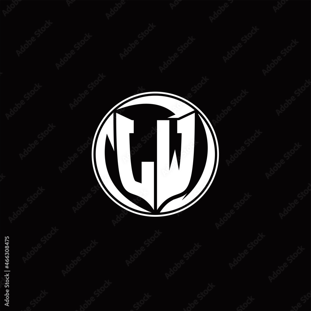 LW Logo monogram shield shape with three point sharp rounded design template LW Logo monogram shield shape with three point sharp rounded design template