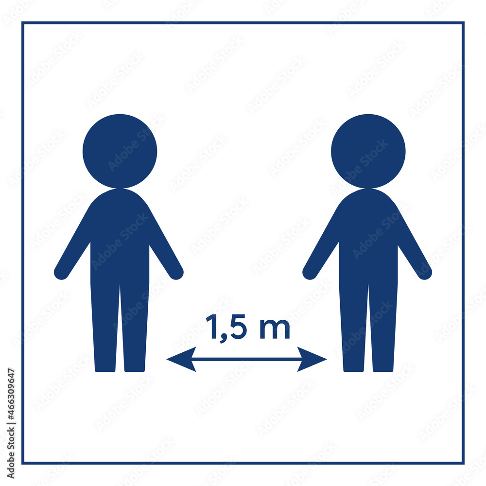 Simple icon of social safe distance during COVID-19 coronavirus pandemic. Silhouettes people at distance of 1.5 m. Poster. Safety measures. Rules of conduct in public place. Flat vector illustration Simple icon of social safe distance during COVID-19 coronavirus pandemic. Silhouettes people at distance of 1.5 m. Poster. Safety measures. Rules of conduct in public place. Flat vector illustration