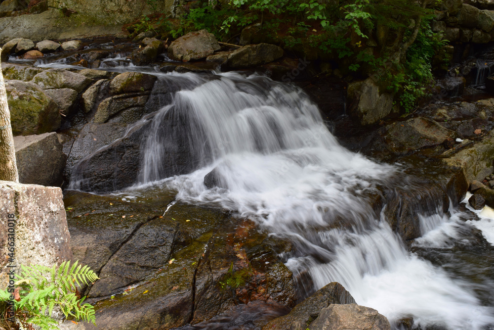 Close up of idyllic waterfall on rocks in Canada