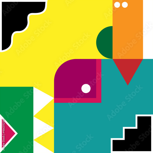 Geometric minimalist artwork poster with simple shapes and images. Abstract vector pattern design. Vector illustration.