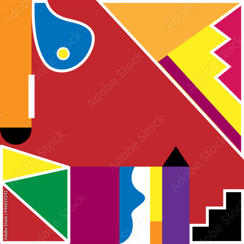 Geometric minimalist artwork poster with simple shapes and images. Abstract vector pattern design. Vector illustration.