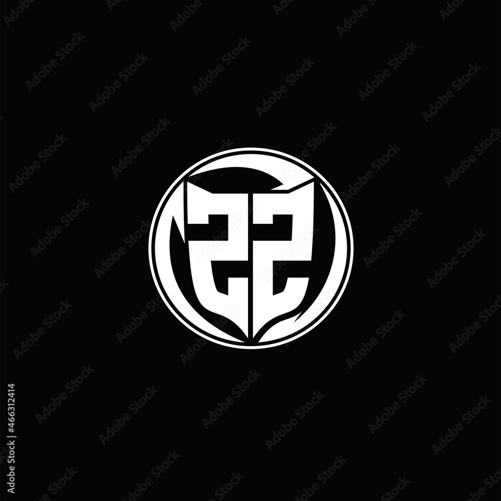 Obraz premium ZZ Logo monogram shield shape with three point sharp rounded design template