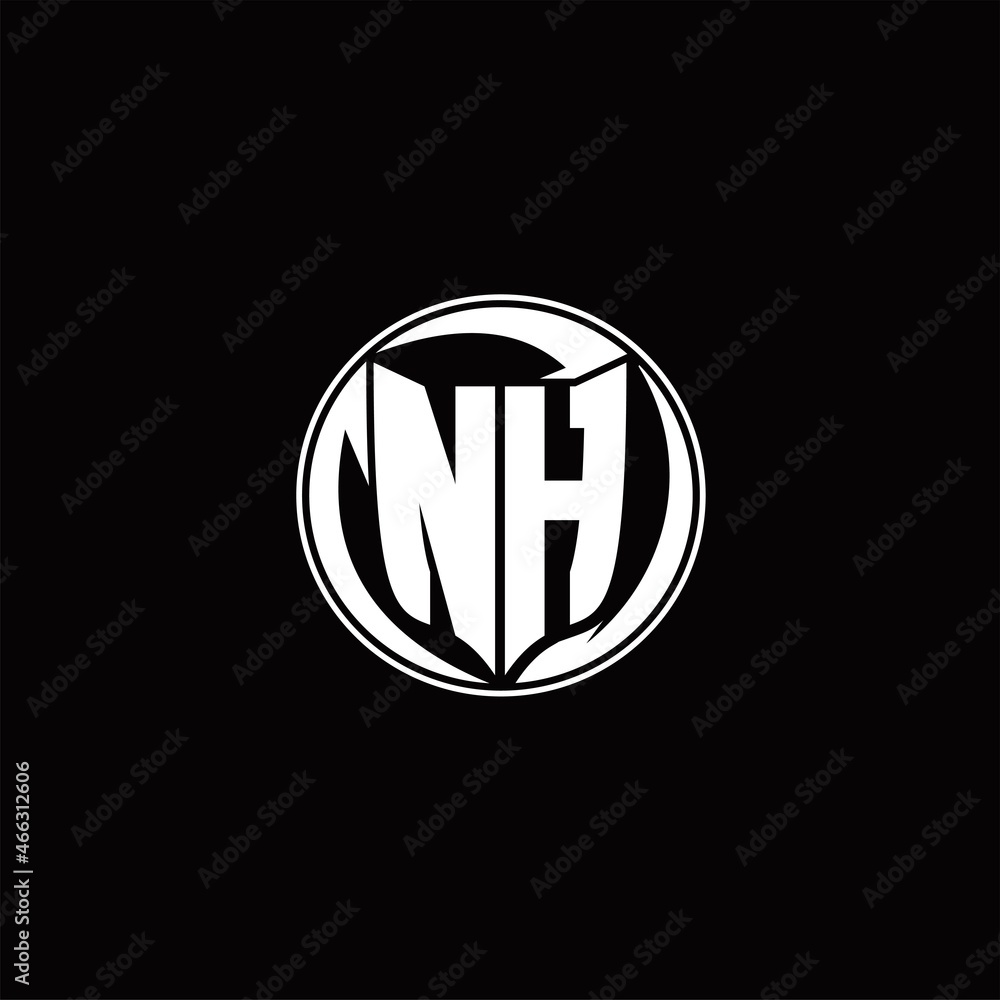 NH Logo monogram shield shape with three point sharp rounded design template NH Logo monogram shield shape with three point sharp rounded design template