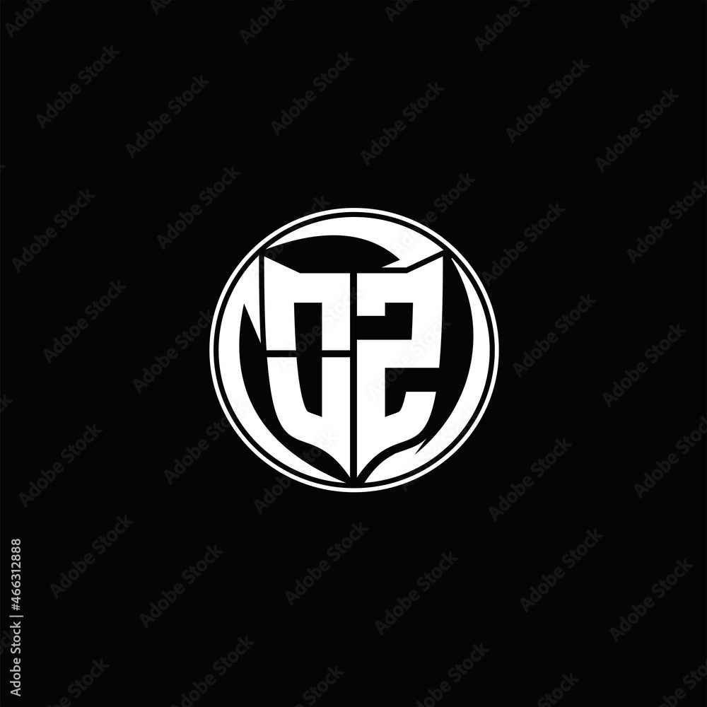 OZ Logo monogram shield shape with three point sharp rounded design template OZ Logo monogram shield shape with three point sharp rounded design template