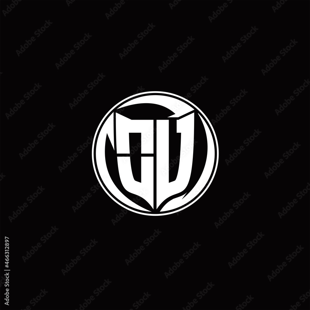 OU Logo monogram shield shape with three point sharp rounded design template OU Logo monogram shield shape with three point sharp rounded design template