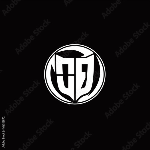 OQ Logo monogram shield shape with three point sharp rounded design template
