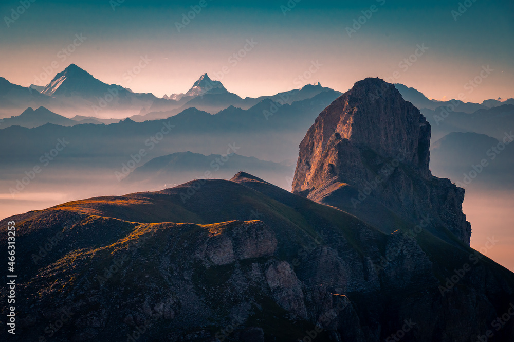 Fototapeta premium Sunrise over the alps