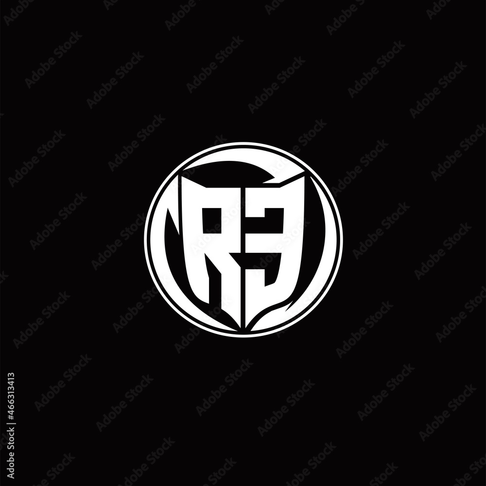 Obraz premium RE Logo monogram shield shape with three point sharp rounded design template