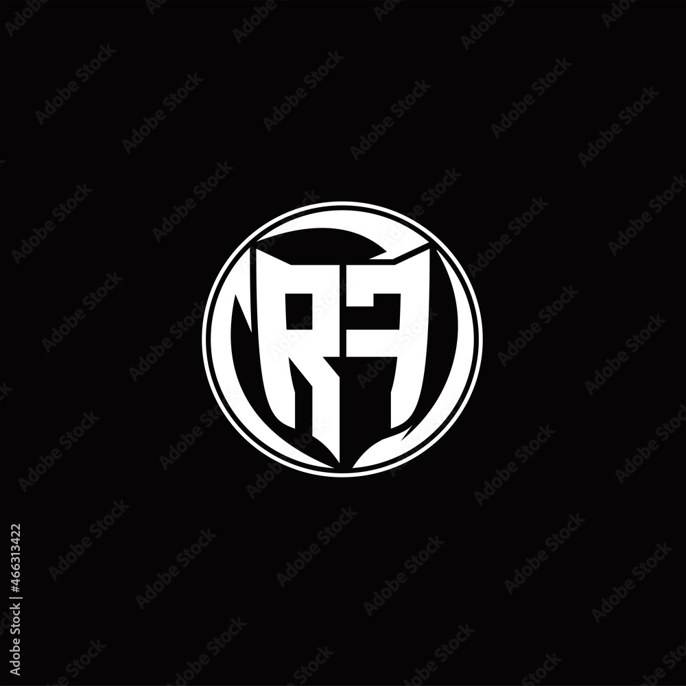 RF Logo monogram shield shape with three point sharp rounded design template RF Logo monogram shield shape with three point sharp rounded design template