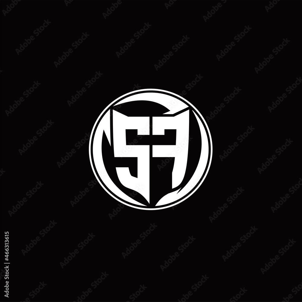 SF Logo monogram shield shape with three point sharp rounded design template SF Logo monogram shield shape with three point sharp rounded design template