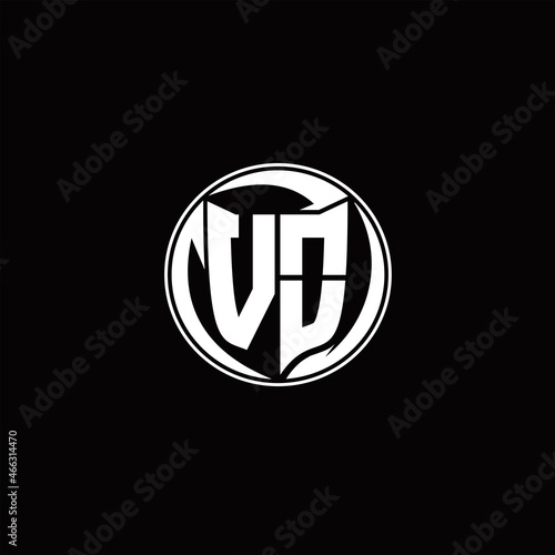 VO Logo monogram shield shape with three point sharp rounded design template