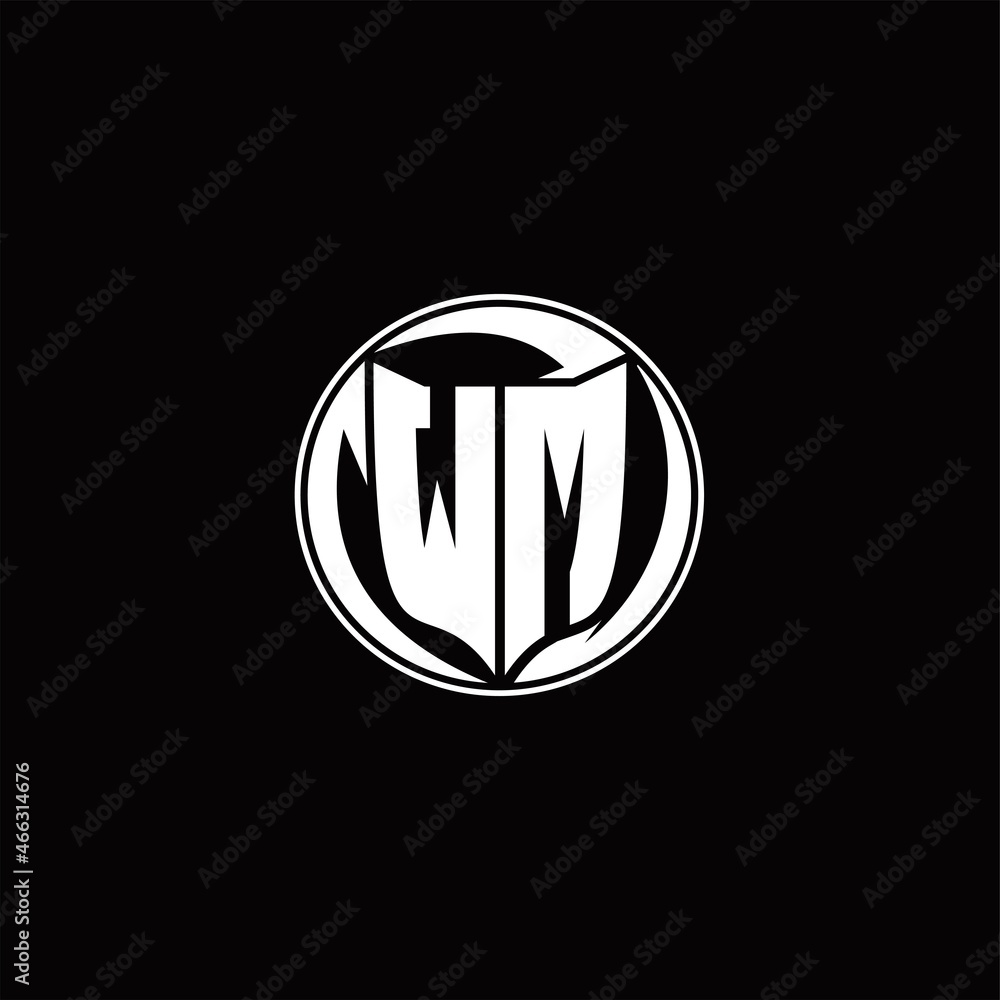 WM Logo monogram shield shape with three point sharp rounded design template WM Logo monogram shield shape with three point sharp rounded design template