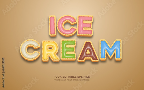 ice cream editable text style effect 